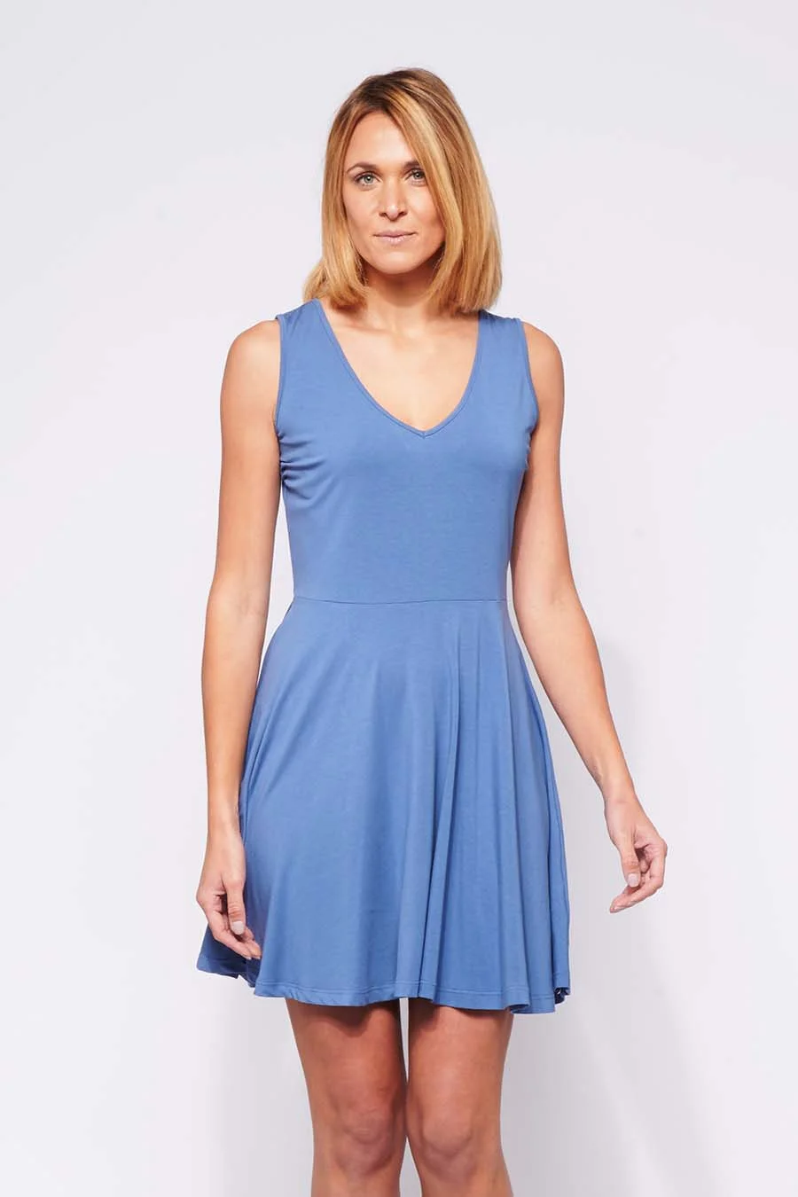 La robe patineuse en fibres de bambou – Bleu