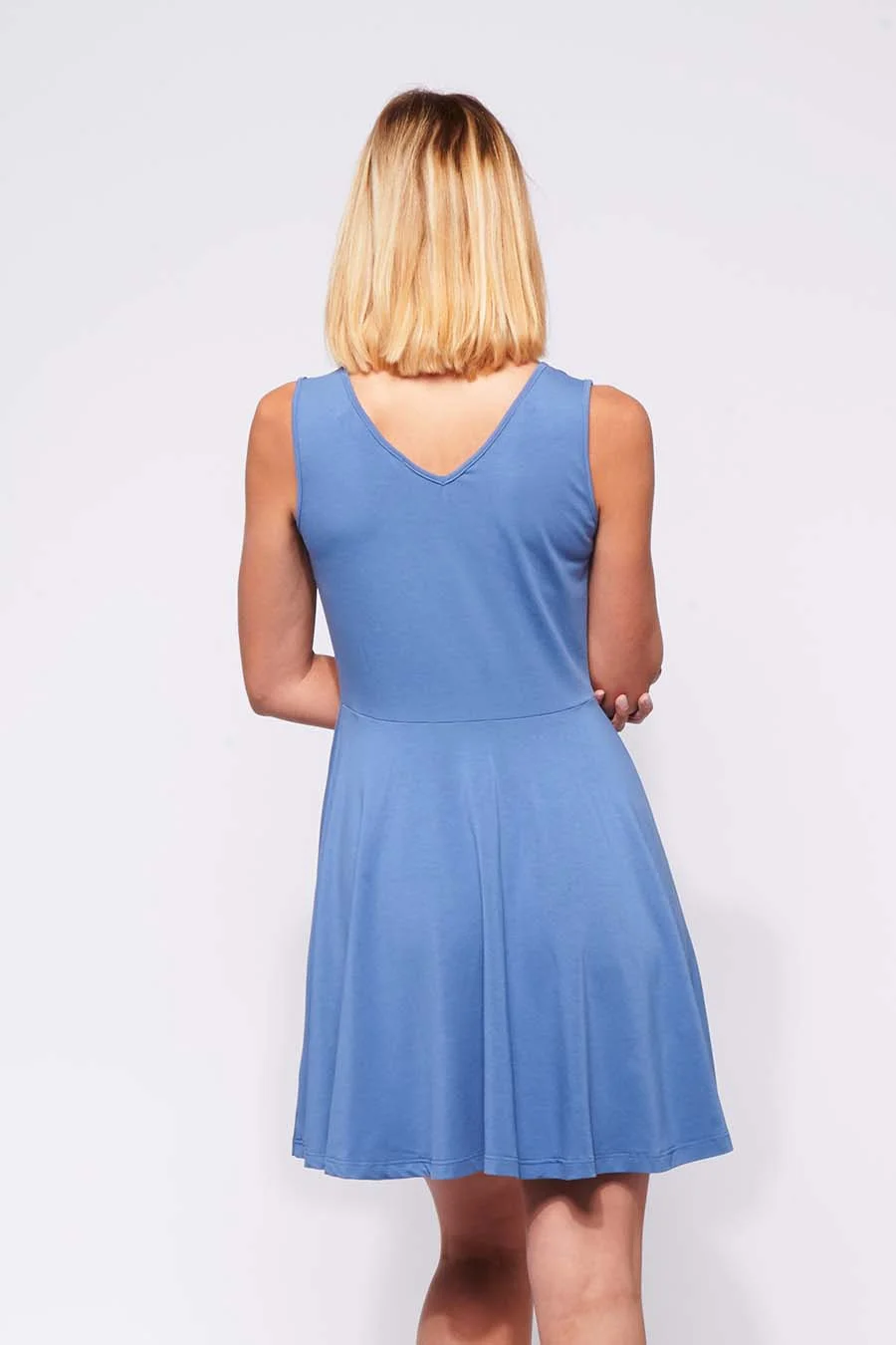 La robe patineuse en fibres de bambou – Bleu – Image 3