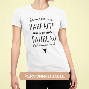 T-shirt femme Pas parfaite mais signe astrologique personnalisable